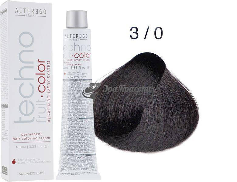 

Стойкая краска для волос 3/0 Интенсивно темно каштановый Technofruit Alter Ego, 100 мл