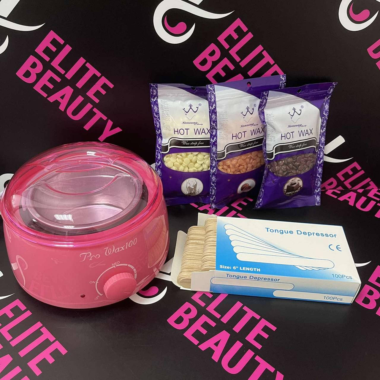 

Набор для депиляции: воскоплав (розовый) шпатели (100шт) и 200 г воска