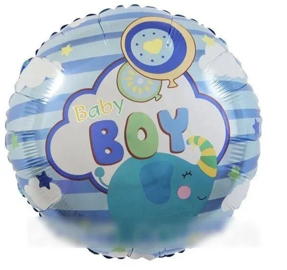 

Фольгированный шарик КНР 18" (45 см) Круг baby boy слоник, Разные цвета