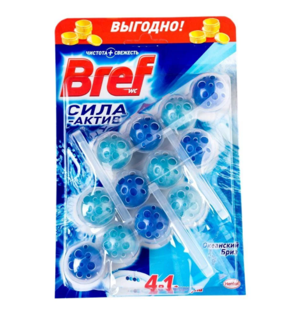 

Средство для чистки унитаза Bref гель океан 3*4шарика 3*50 мл