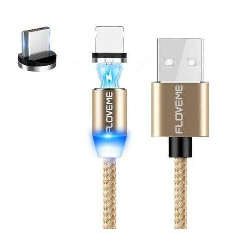 

Кабель магнитный Floveme 1 метр + коннектор Micro USB - Золотой, Золотистый