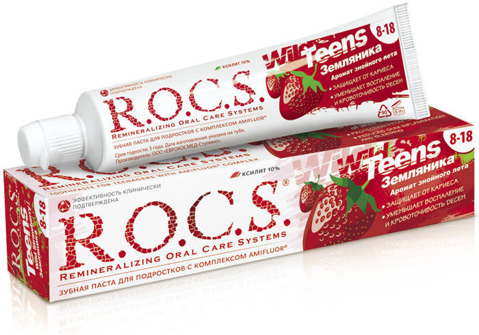 

Зубная паста R.O.C.S. TEENS со вкусом земляники