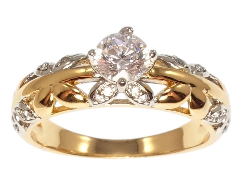 

Кольцо Xuping Позолота 18K+Родий "Живописность с фианитом" р.17.5,18,18.5