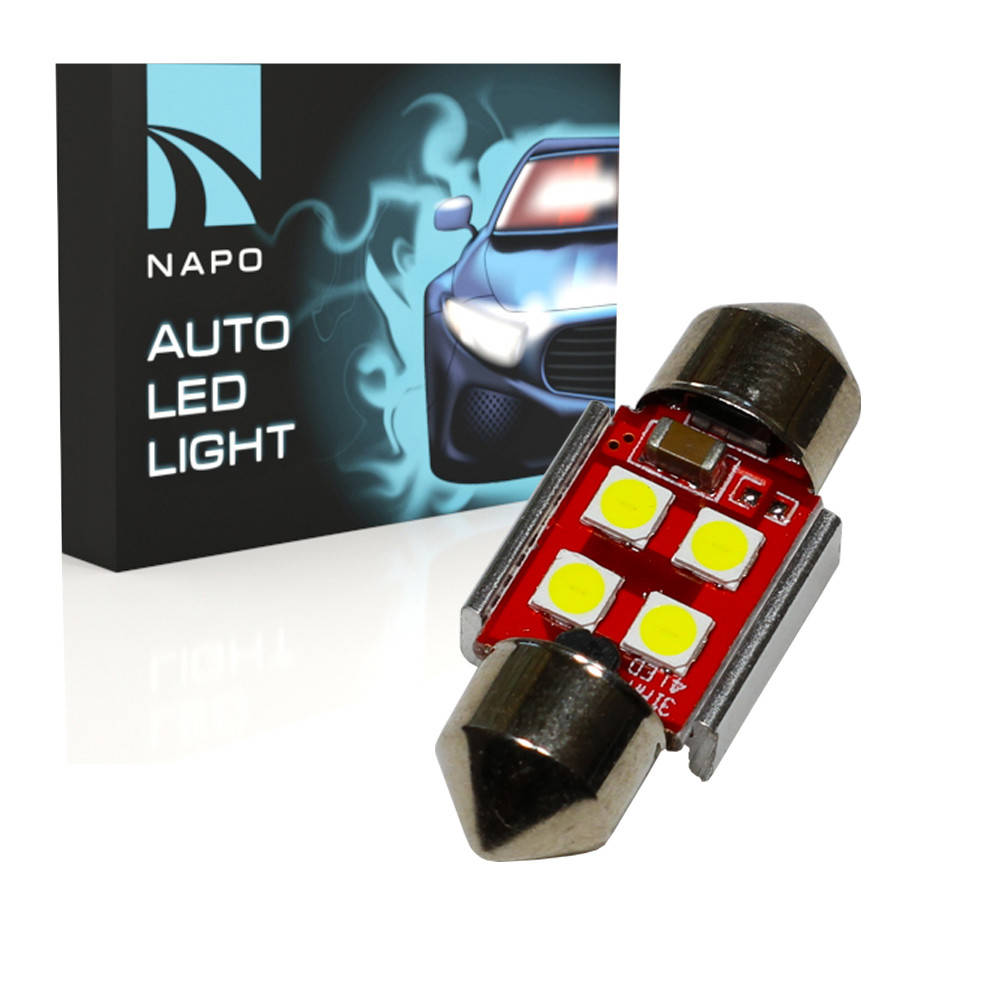 

Автолампа диодная SJ-3030-4SMD-CANBUS 31mm, 1 шт, C5W, C10W, цвет свечения белый