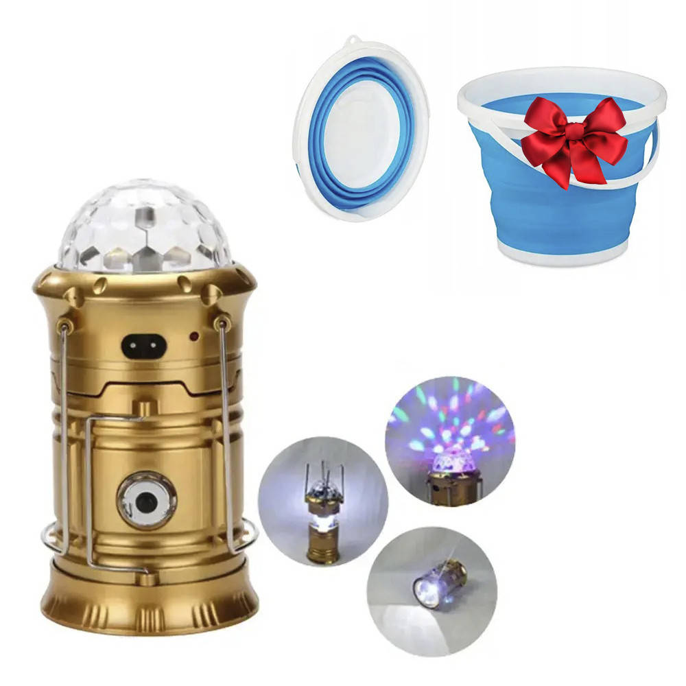 

Кемпинговый складной фонарь 3в1 SX-6888T + Подарок туристическое складное ведро 5 л Collapsible Bucket, Желтый