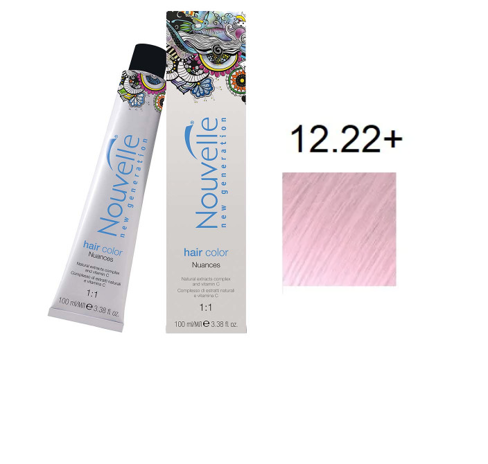 

Краска для волос Nouvelle Hair Color 12.22+ перламутровый очень светлый блонд 100 мл