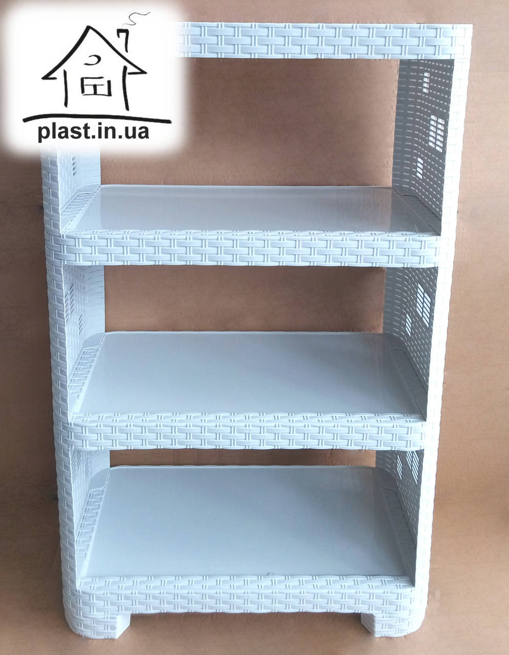 

Пластиковая полка для обуви на 4 яруса "Ротанг" (белая), Белый