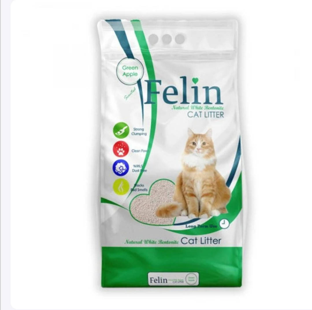 

Felin наполнитель для котов бентонит аромат зеленое яблоко, 5 кг