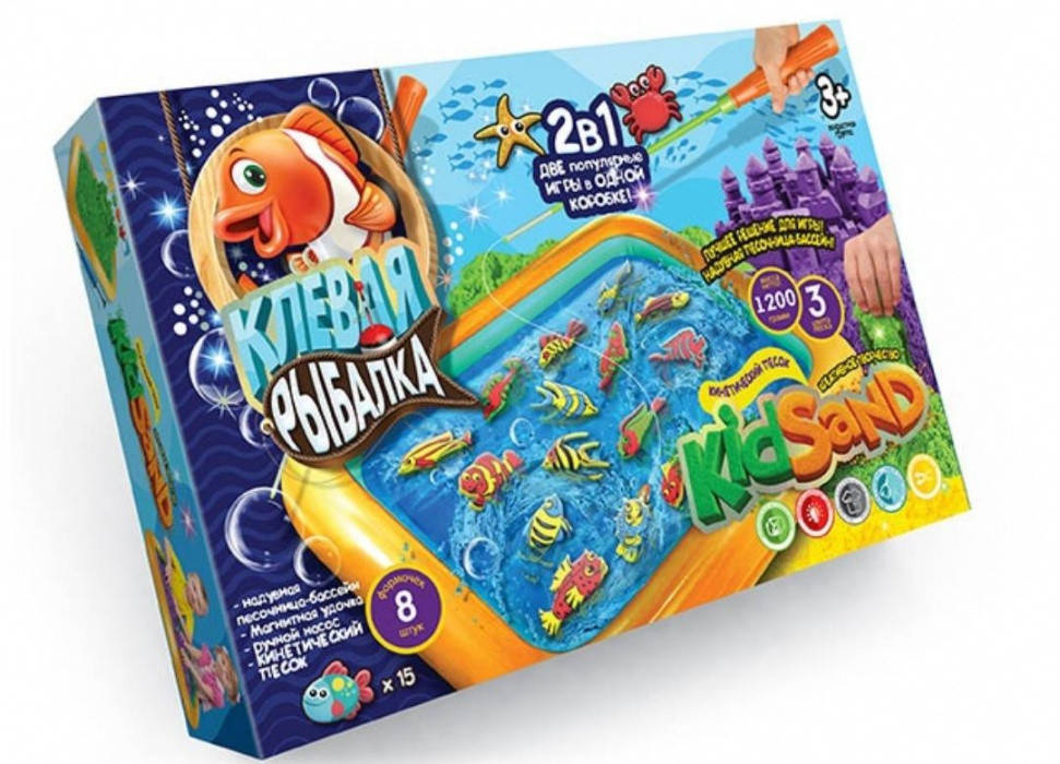 

Игра Клевая рыбалка и Кинетический песок KidSand 2в1 Danko Toys (KRKS-01-01)