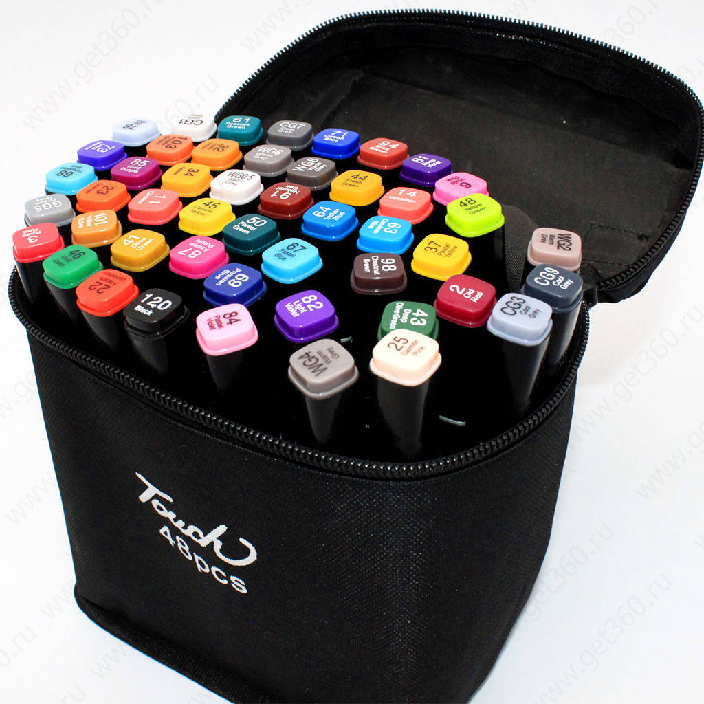 

Набор скетч-маркеров двухсторонних (черный корпус) 48 цветов ST00877