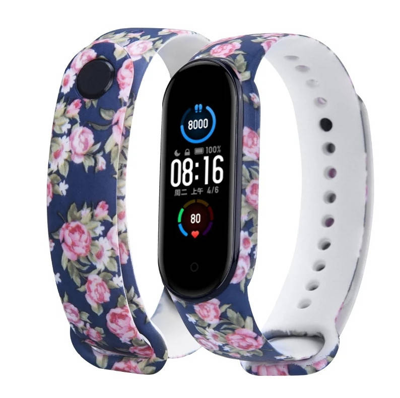

Ремешок mi band 5 mi band 6 силиконовый цветы