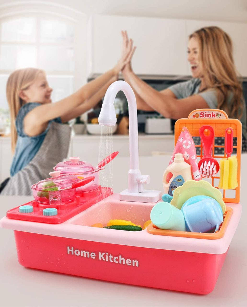 

Детская маленькая кухня с водой Limo Toy WD-P41 розовый