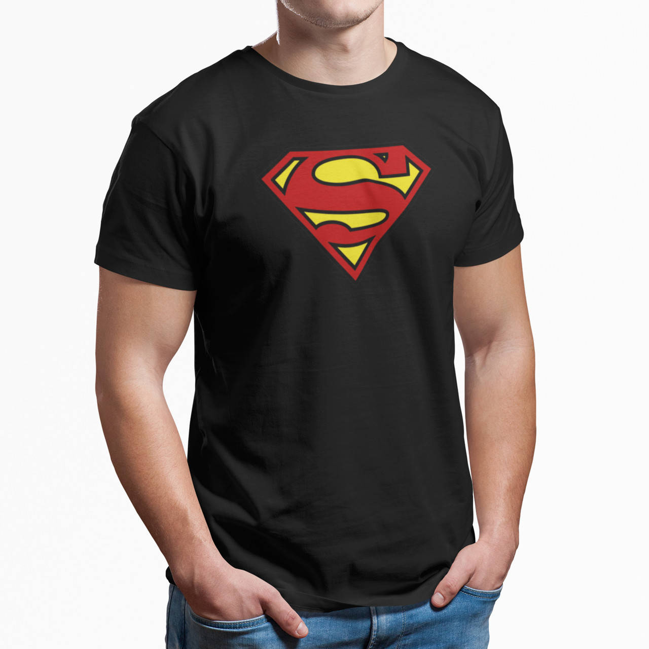 

Футболка мужская чёрная с принтом "Superman" L