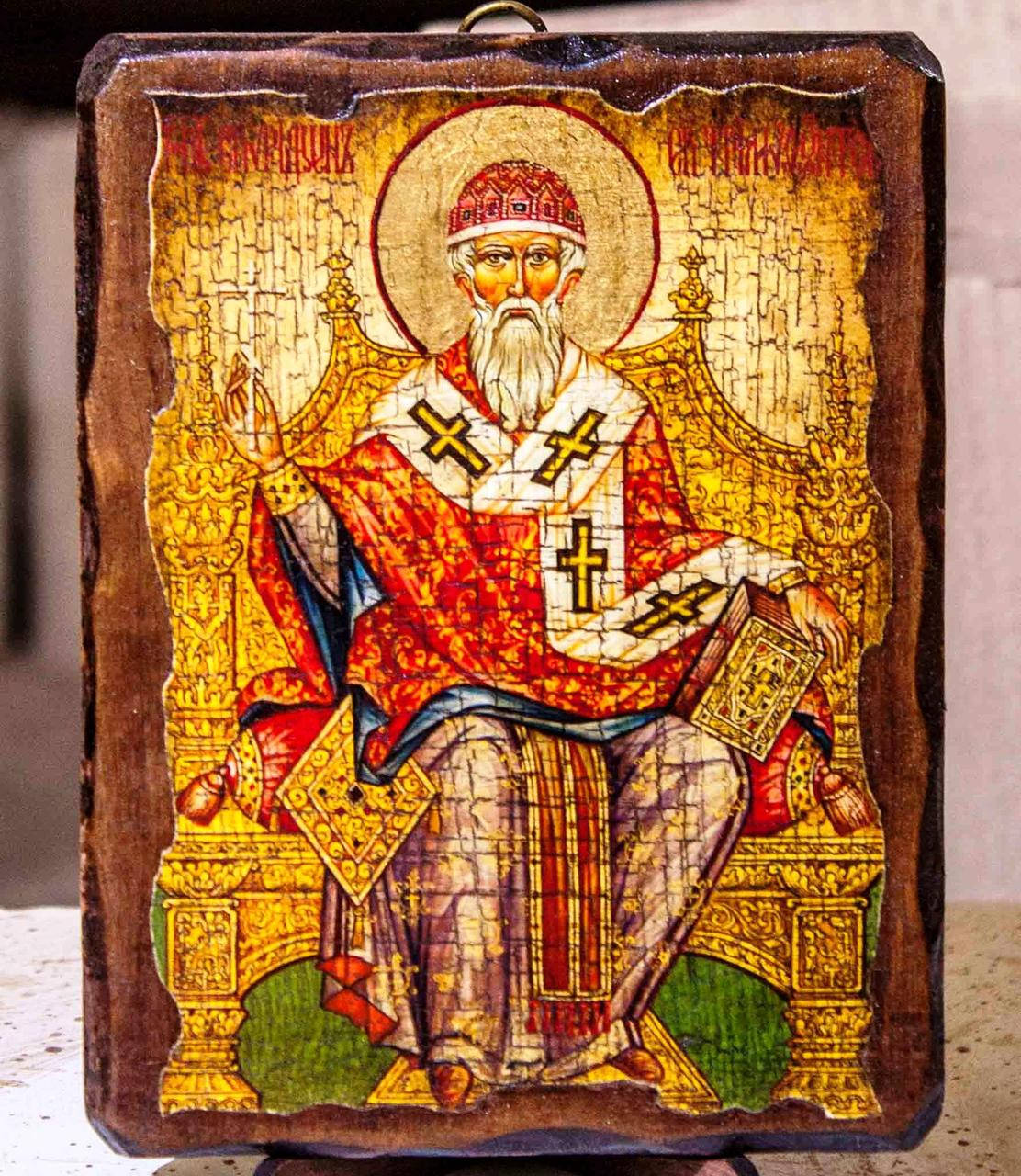 

Икона Спиридон Тримифунтский ( на дереве)