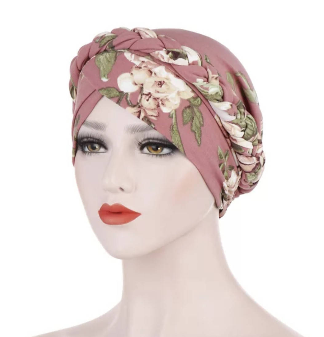 

Чалма шапочка пудровая с принтом цветы, Разные цвета