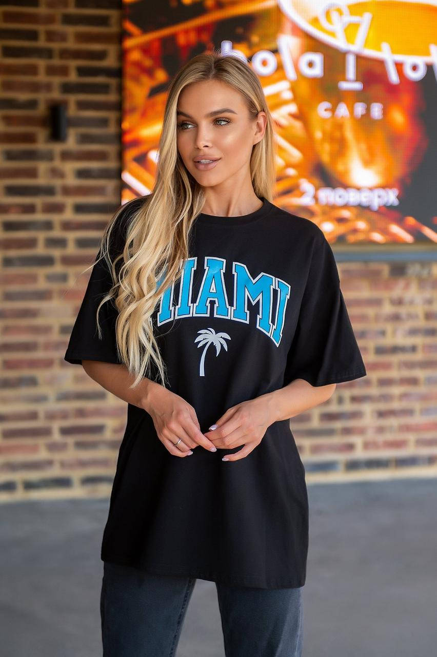 

Женская футболка оверсайз MIAMI в ассортименте S-3XL Oversize S-L, Черный