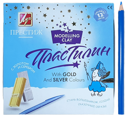 

Пластилин Луч "Престиж" золото + серебро 12 цветов 230 гр 18С 1225-08