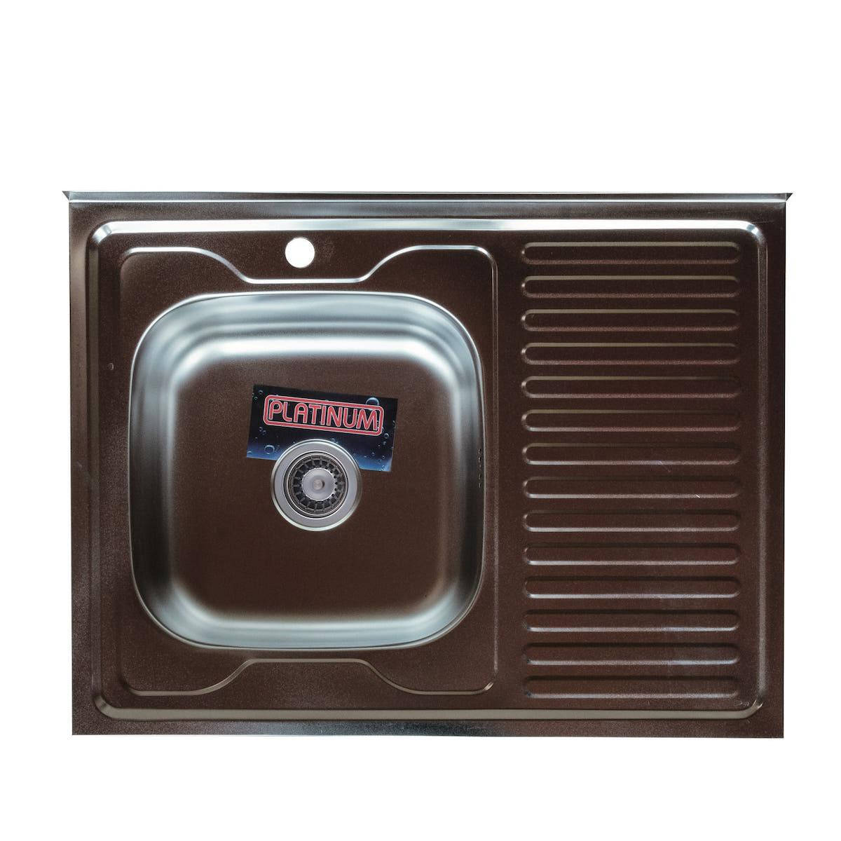 

Накладная кухонная мойка Platinum 80*60 (cм) в покрытии satin (матовая), с толщиной 0,7(мм) Левая
