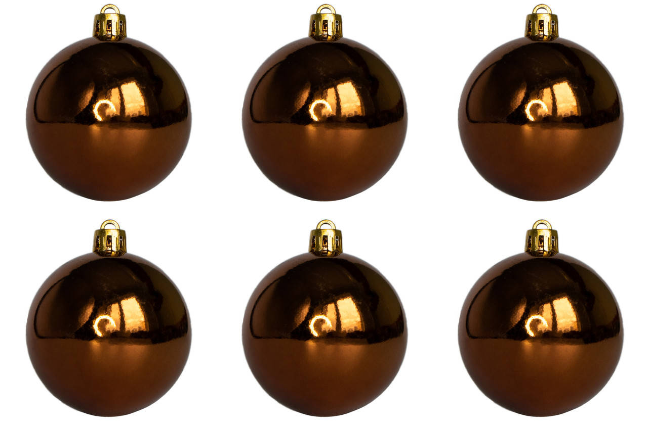 

Набор елочных игрушек - шары, 6 шт, D6 см, глянец, шоколадный, пластик (251512)