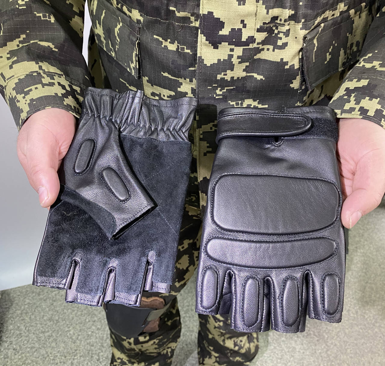 

Тактические перчатки без пальцев, кожа "DEFENDER" размер 8,5 (Украина)