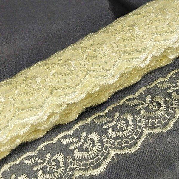 

(9 метров) Кружево "Яблочко" органза (ширина 4см) Айвори (СИНДТЕКС-1506), Молочный