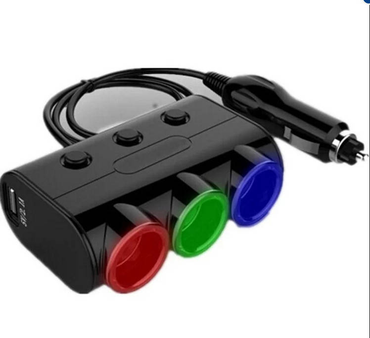 

Разветвитель прикуривателя 3 гнезда 1506 | Автомобильный разветвитель прикуривателя | Зарядка USB в машину!! и