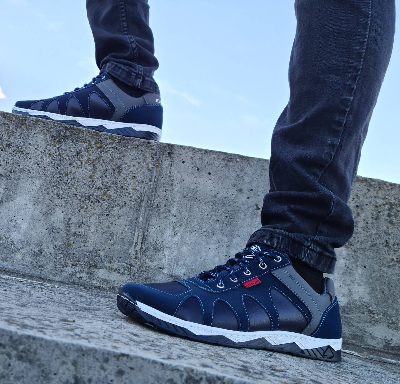 

41 р !!! Кроссовки мужские демисезонные синего цвета (Кф-15с), Синий