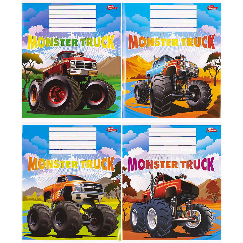 

Тетрадь цветная 12 листов, ЛИНИЯ ОБЫЧНАЯ "Мрії збуваються" Monster Truck / зошит 12 аркушів в лінію