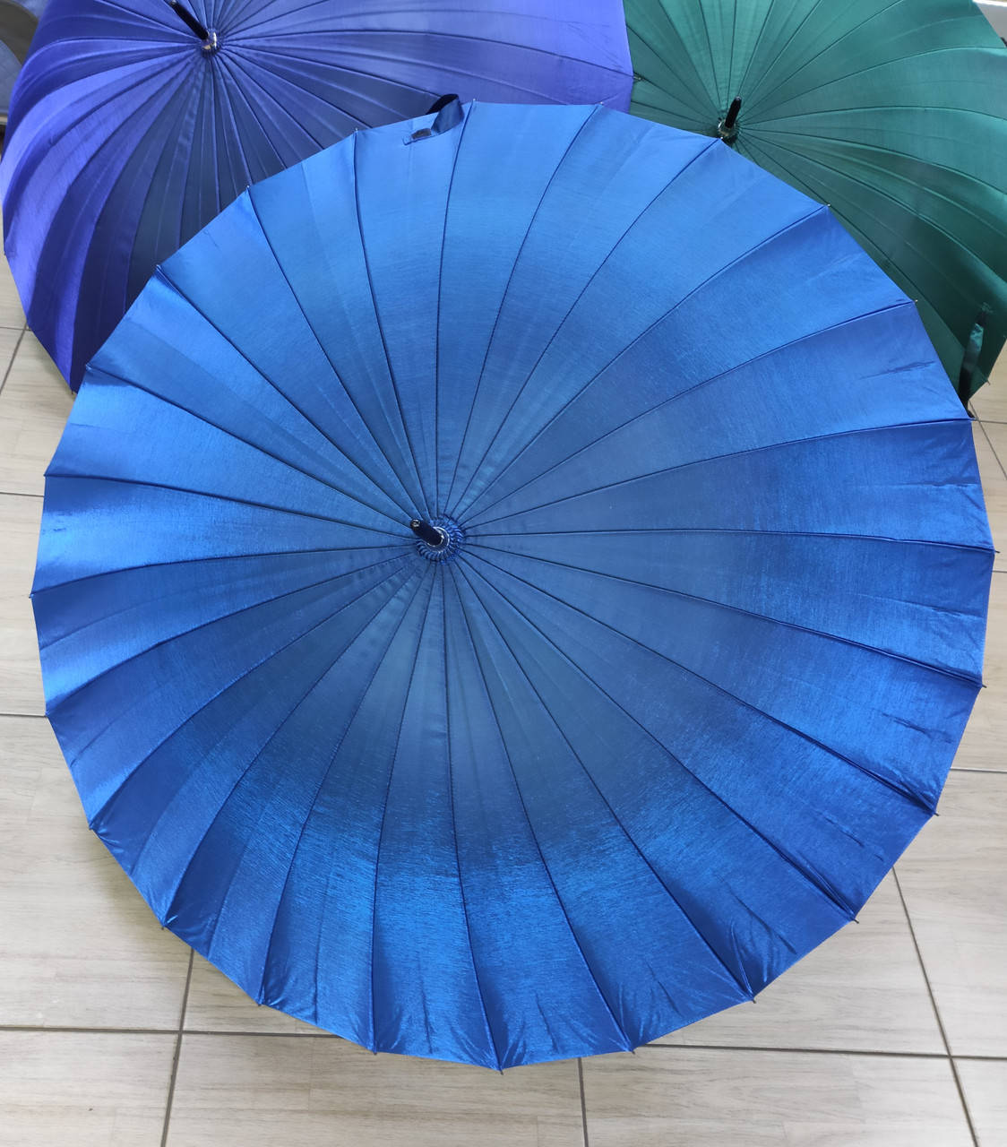 

Зонт трость хамелеон синий 24 спицы "анти ветер"