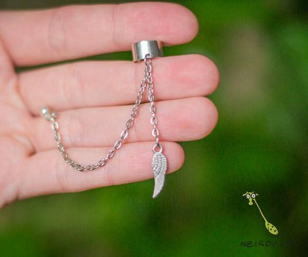 

Кафф "Мини перышко". С цепочкой