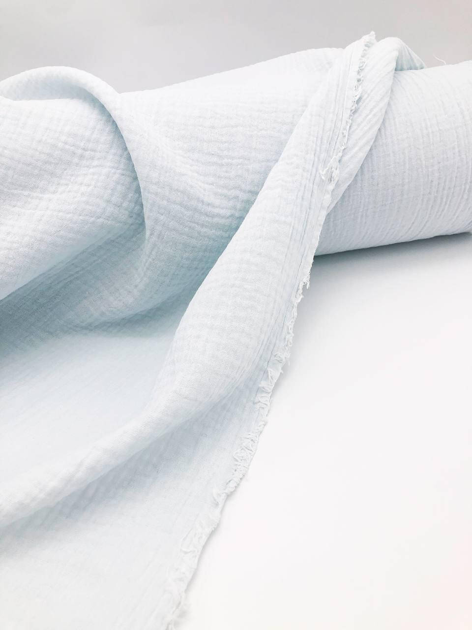 

Муслин жатый 2-х светло-голубой 135 см