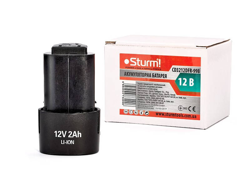 

Аккумулятор Sturm CD3212DFR-998, Li-Ion, 12 В, 2.0 Ач