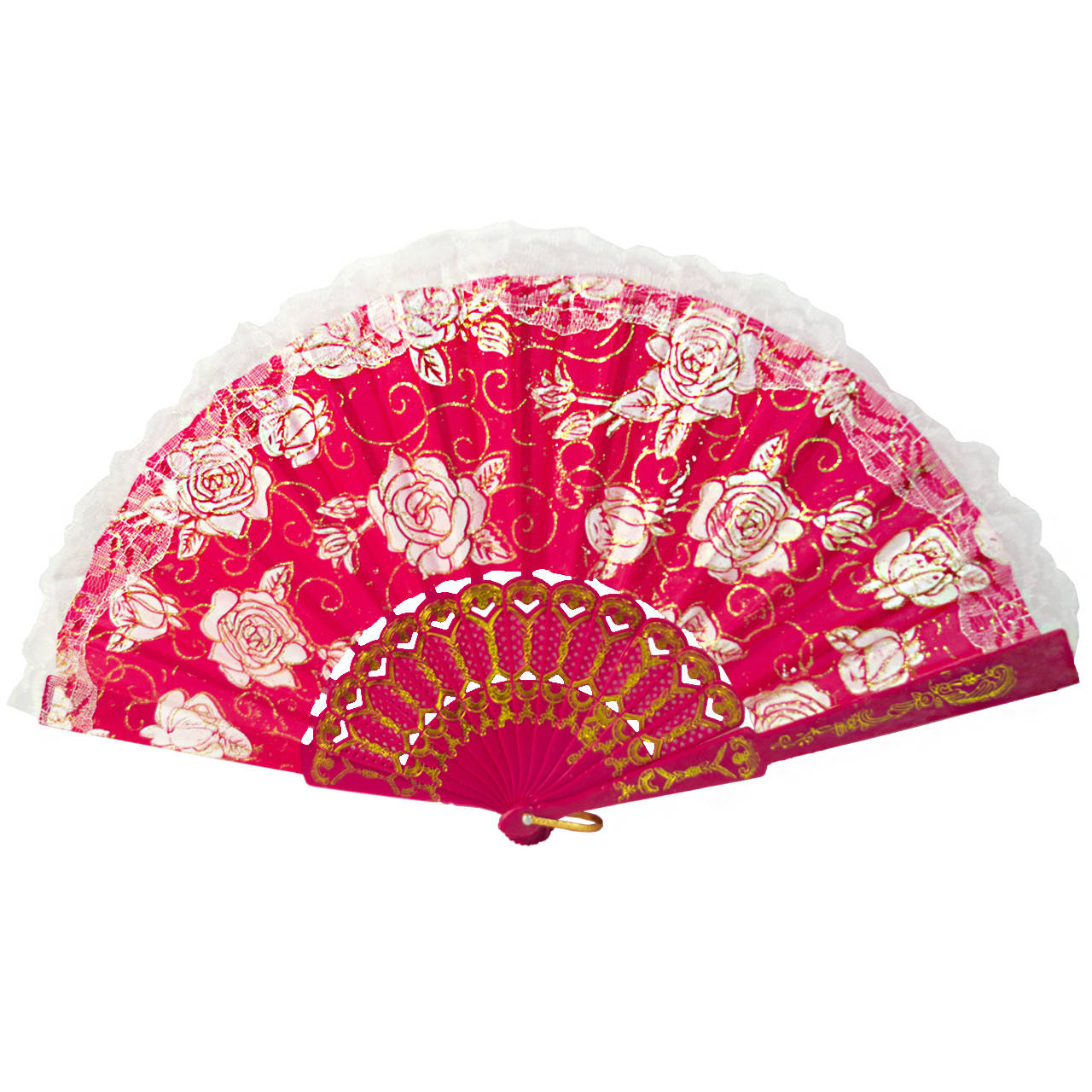 

Веер пластиковый Розы 24 см, Разные цвета