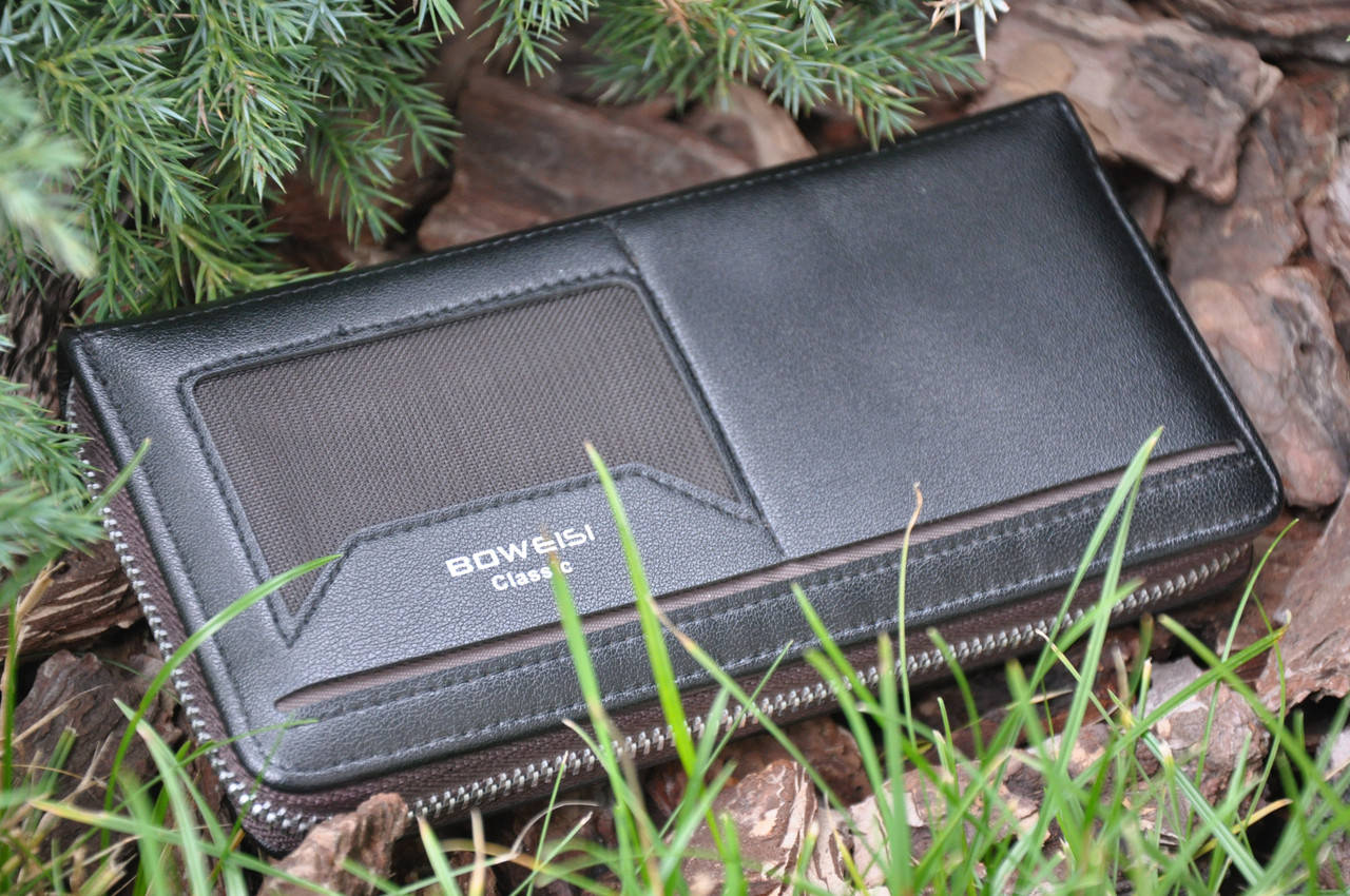 

Мужской клатч BOWEISI classic, стильное портмоне, Черный