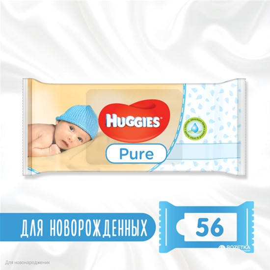

Упаковка влажных салфеток Huggies Pure 56 шт