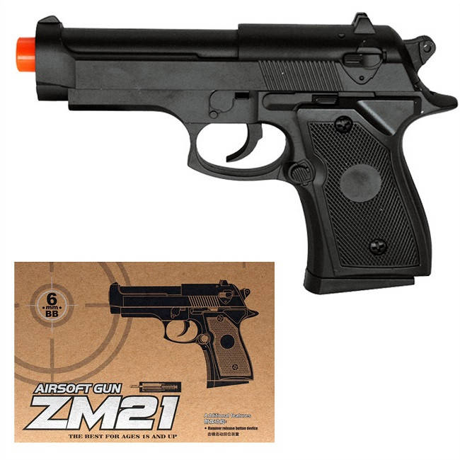 

Игрушечный Пистолет Beretta 92 металлический с пулями CYMA ZM21, Черный