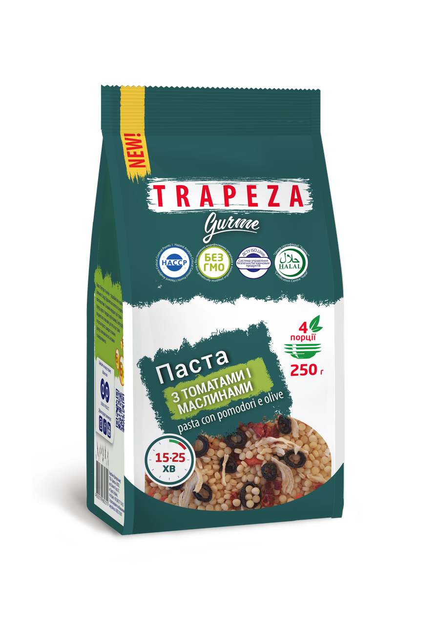 

Паста с томатами и маслинами Трапеза