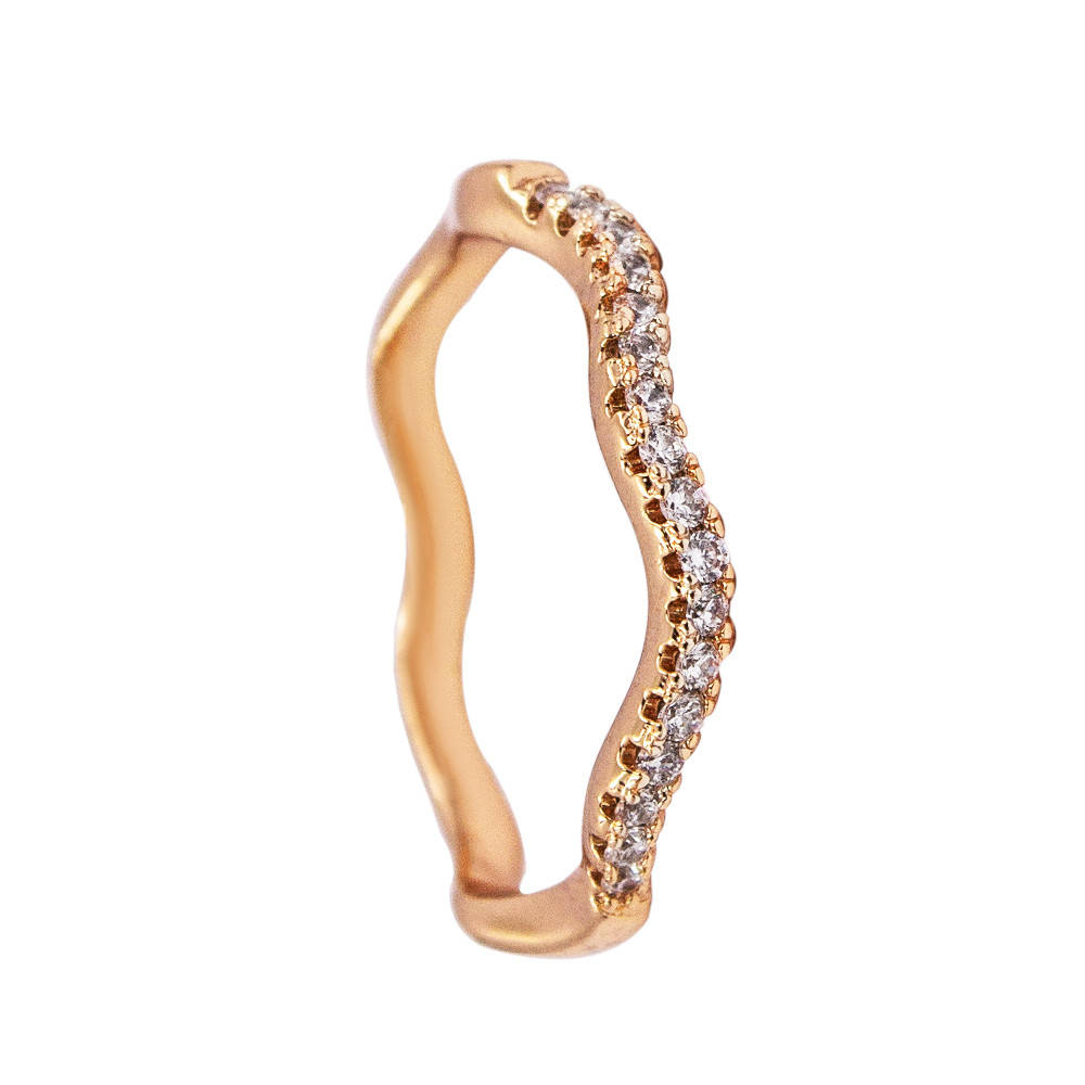 

Кольцо лимонная позолота "Волна мелких камней"