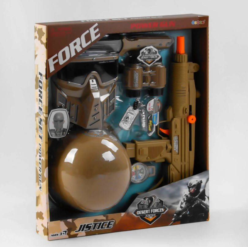 

Детский игровой набор военного с каской и биноклем для мальчиков 36110, Коричневый