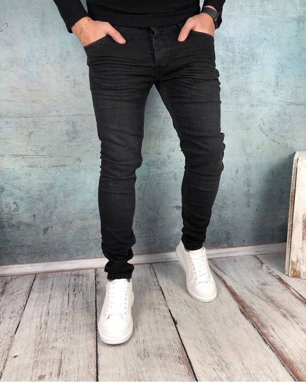 

Мужские джинсы зауженные к низу черные серые 30