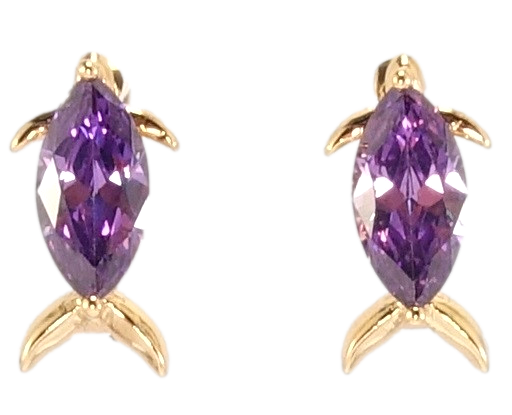 

Серьги Xuping Позолота 18K английский замок "Рыбка Фиолетовый Кристалл"
