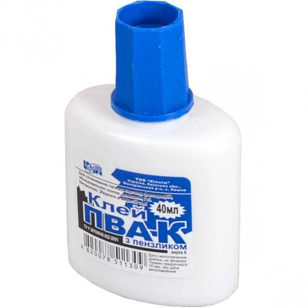 

Клей ПВА, 40 мл, с кисточкой, "КИП"