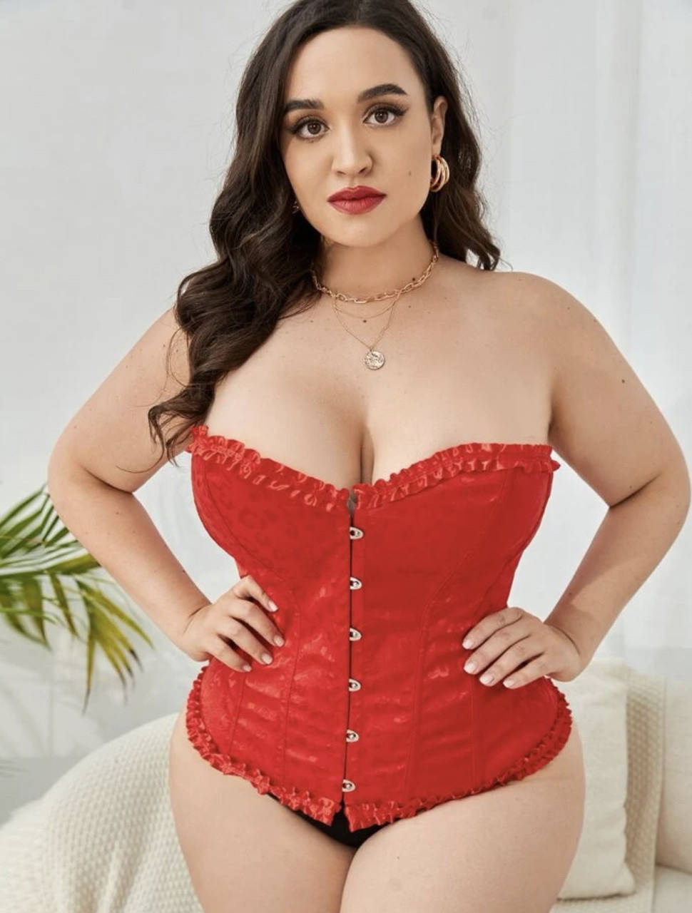 

Женский классический корсет жаккард красный bataliti