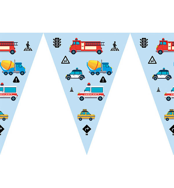 

Бумажная гирлянда "Машинки", Польша, длина - 2м., (10 флажков), качественный материал