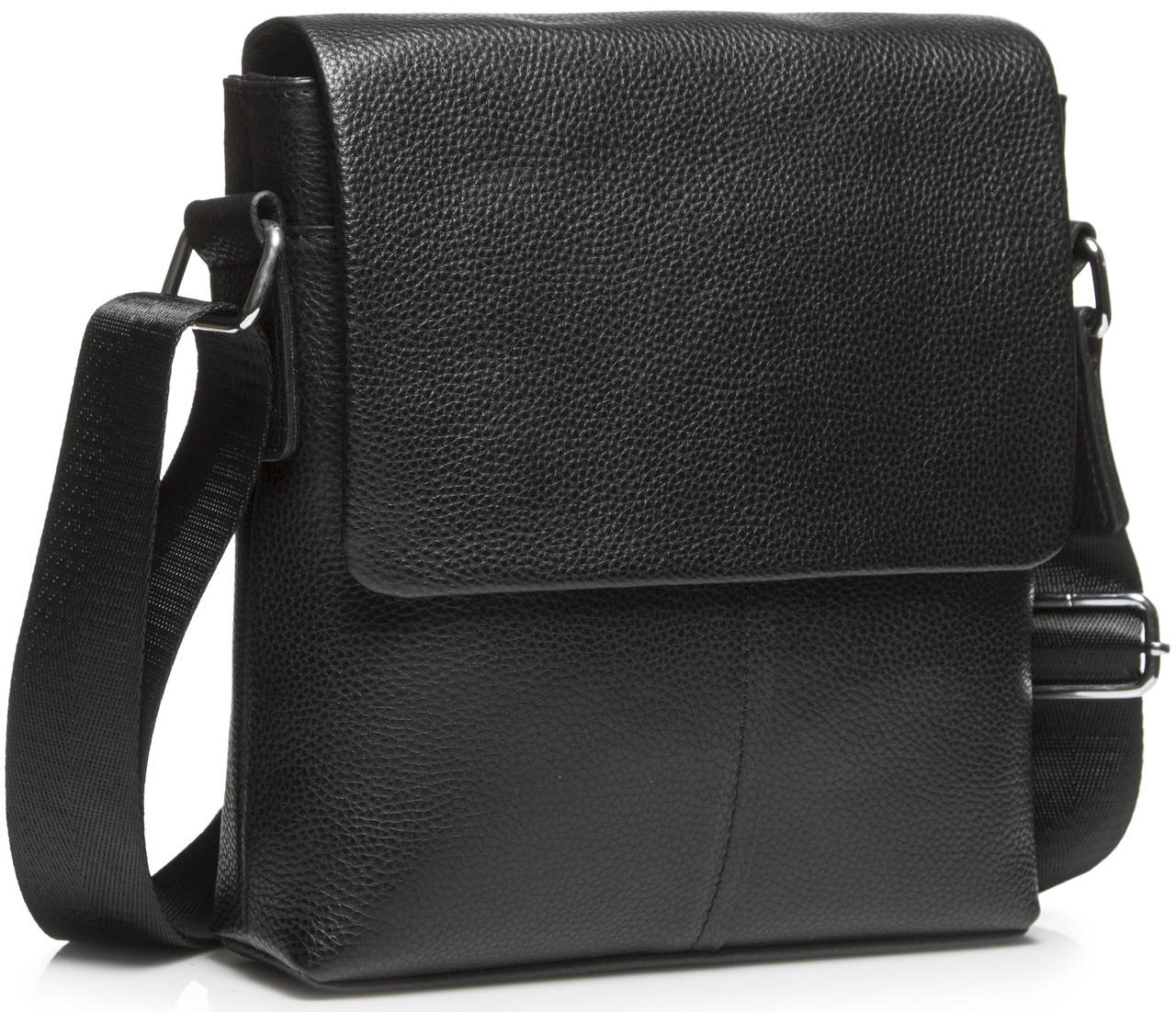 

Мужская кожаная сумка через плечо мягкая Tiding Bag 9135A черная, Черный