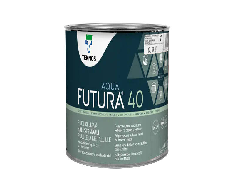

Эмаль уретан-алкидная TEKNOS FUTURA AQUA 40 водоразбавляемая белая (база1) 0,9л