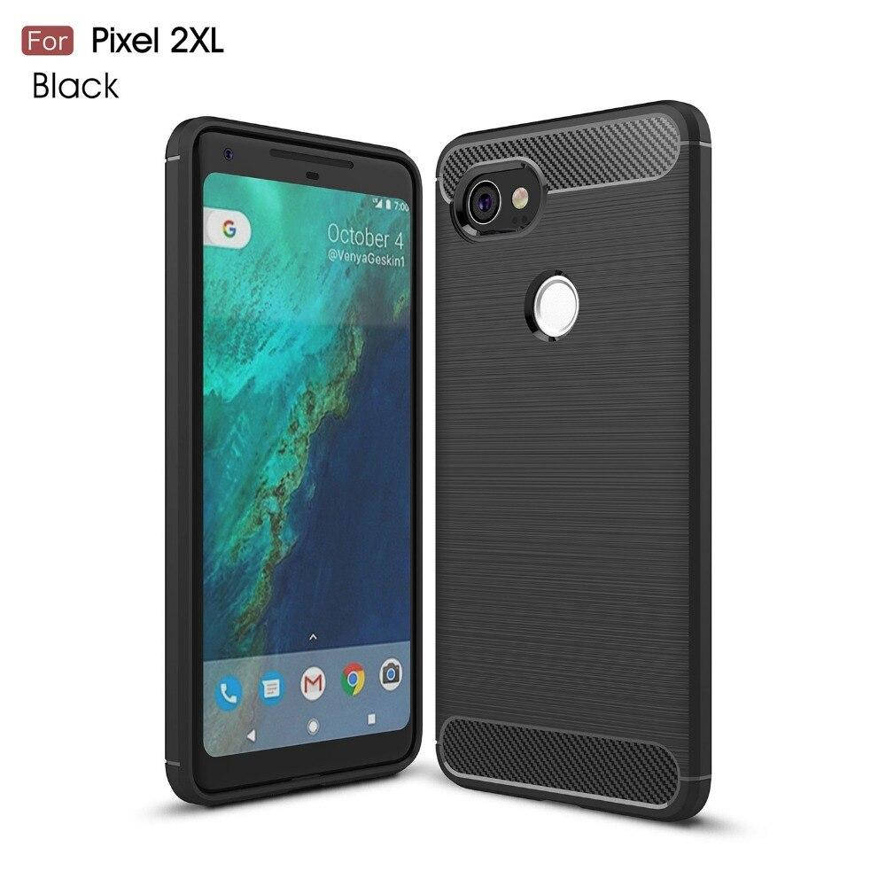 

Силиконовый чехол для Google Pixel 2 XL Черный бампер под карбон