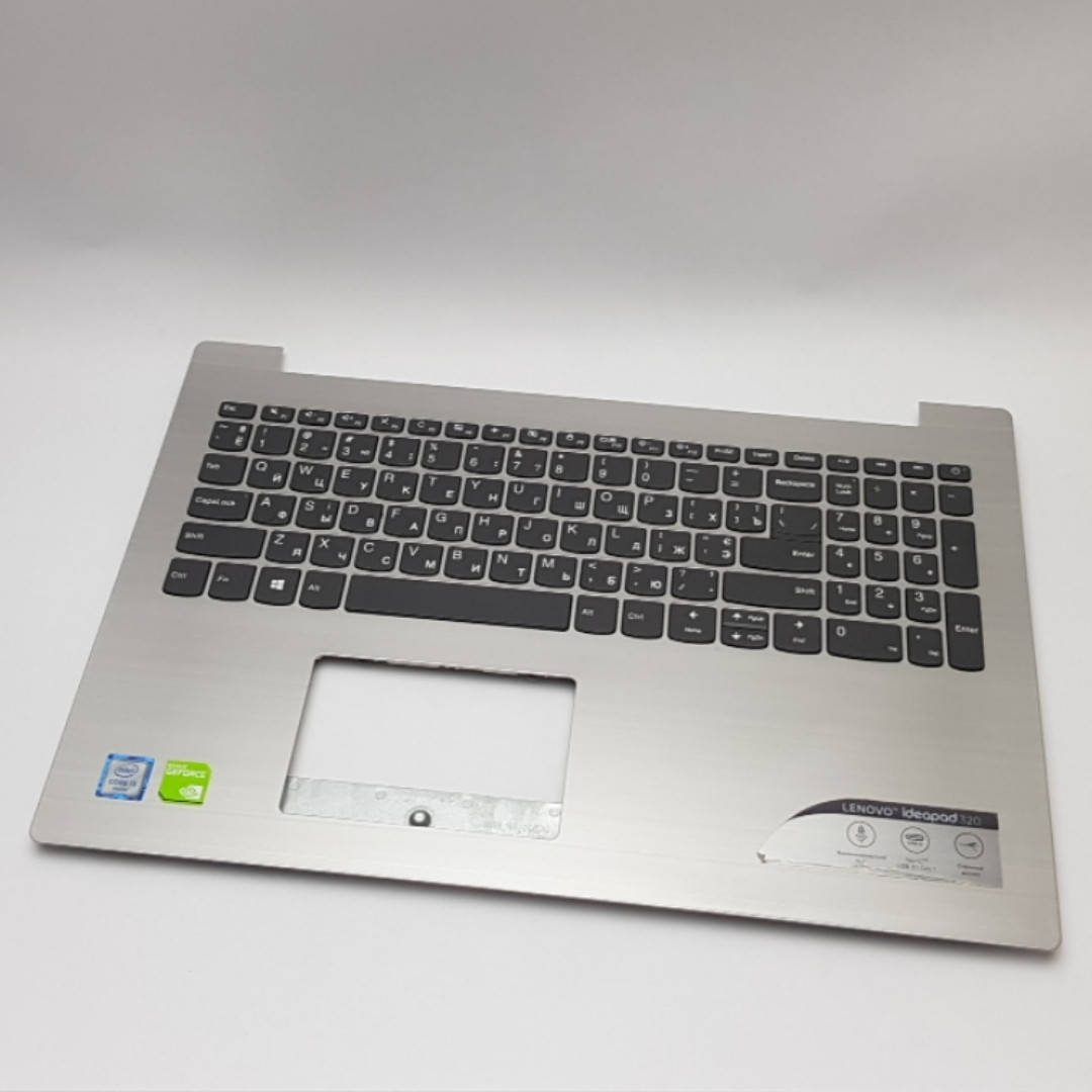 

Верхний корпус с клавиатурой Lenovo 320-15, 330-15, 520-15 (DG521) серебро с разборки (царапины/трещина)