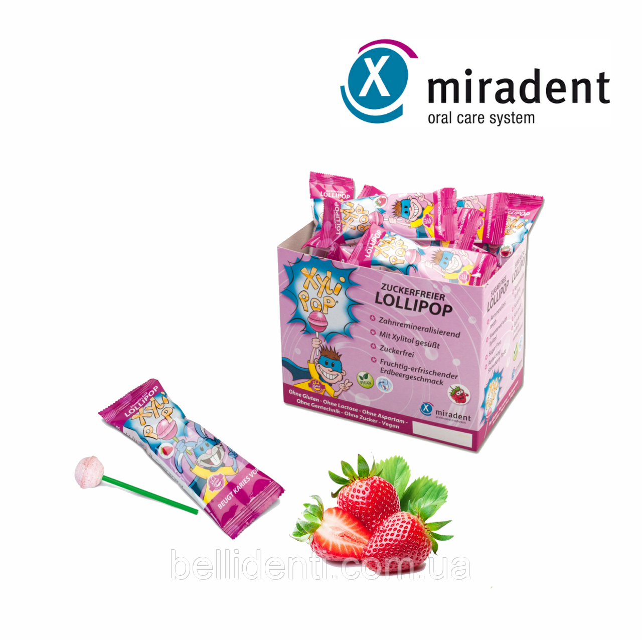 

Леденец с ксилитом miradent XyliPOP (клубника), 50 шт/упаковка