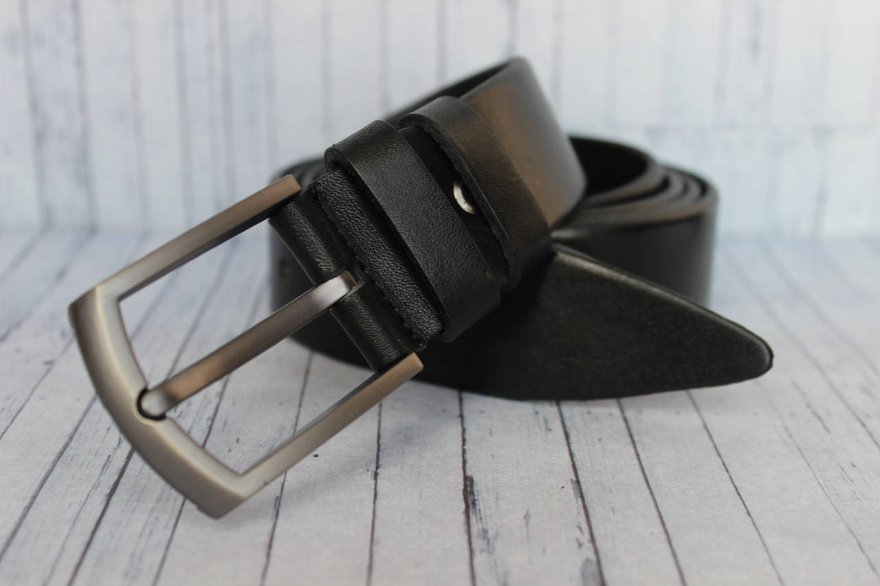 

Батальный мужской кожаный ремень классический, Черный